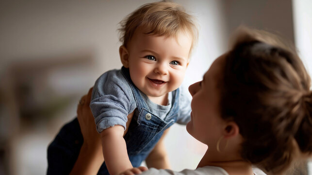 Joyful interaction between caregiver and youngster during playtime faceless adult child defocused background developmental bonding scene nurturing moment educational play