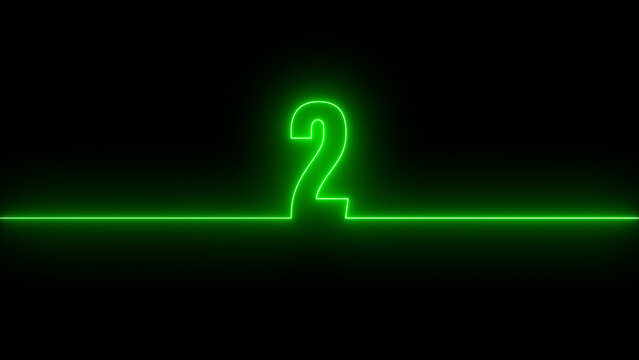 Glowing neon 2 text icon isolated on Black Background