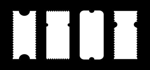 Admit one tickets mockups. Flat empty templates. Ticket pattern for theater, festival, cinema, circus, casino, club. Simple boarding blanks, lottery, minimalist sale coupons. Blanks backgrounds layout