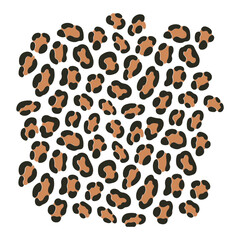Illustration showing a dense arrangement of leopard print spots in a clustered circular formation
