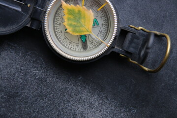 А compass on a vintage background. Symbol of Direction, Guidance, Navigation.