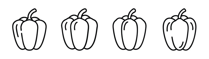 Vector graphic drawing of bell peppers isolated on white background for coloring book page design