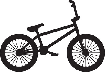 Fototapeta premium Bmx bike silhouette vector graphic; black stylized freestyle bicycle side view symbol on white background