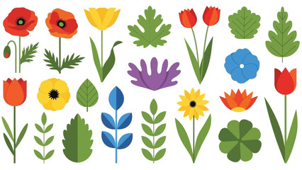 Obraz premium Assorted Floral Illustrations - A Colorful Botanical Collection.