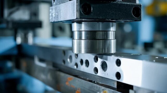 Medium angle capturing a horizontal hydraulic press setup emphasizing smooth lateral movement and seamless force application on a steel component.