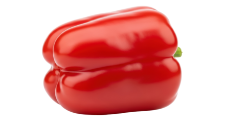Shiny red bell pepper isolated PNG, vibrant vegetable with smooth skin for healthy eating and culinary design on transparent background