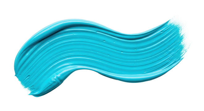 Vibrant turquoise paint stroke PNG isolated on transparent background, textured brushstroke for graphic design and artistic compositions - Powered by Adobe
