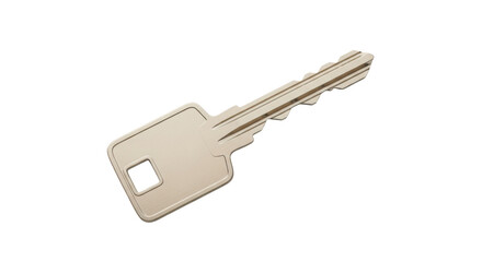 Modern metal key isolated PNG on transparent background, security and access tool for unlocking doors and protecting property