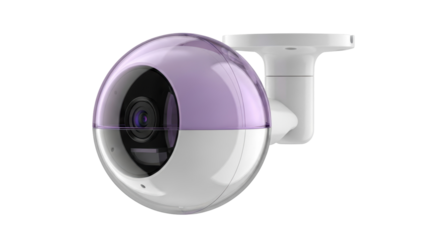Dome security camera isolated PNG on transparent background, surveillance system for home safety and crime prevention, modern technology