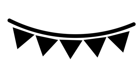 Black hanging bunting banner icon for party decorations, festive events, and celebration design elements