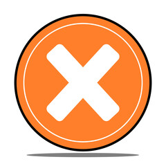 Orange circular cancel icon with white cross for close buttons, error alerts, warnings, and UI design elements