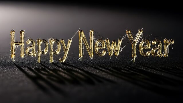 Happy new year wishes holiday greeting celebration gold lettering art