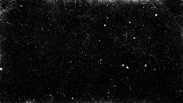 Black background with white dust and scratches overlay