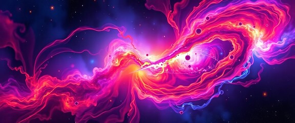 Abstract cosmic nebula swirls, vibrant colors, infinite expanse, seamless pattern, pink