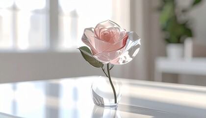 自然光に輝くガラスのバラ｜アート・癒し・背景・教育に使える高解像度イメージ
