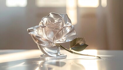 自然光に輝くガラスのバラ｜アート・癒し・背景・教育に使える高解像度イメージ
