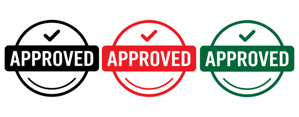 approved badge set , approved icon set, approved stamp set