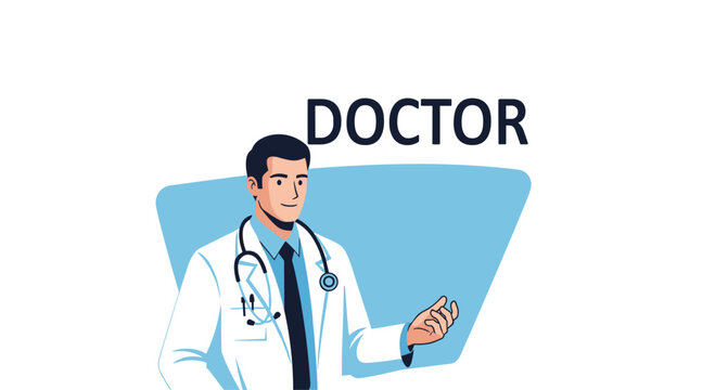 Professional male doctor in medical coat with stethoscope in modern style