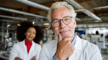 Man in lab coat posing for picture.