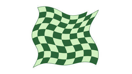 Waving Green and White Checkered Flag Illustration.