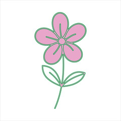 Cute Pink Flower Illustration – Simple Floral Vector Design