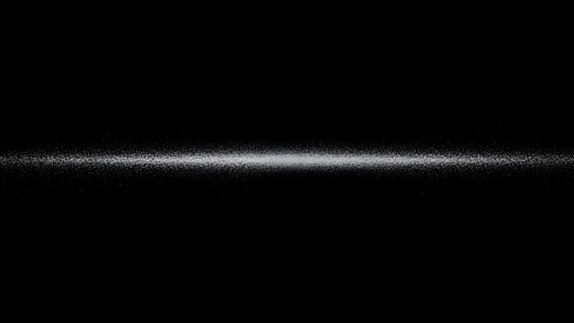 Horizontal bright spray of white particles on black background - Powered by Adobe