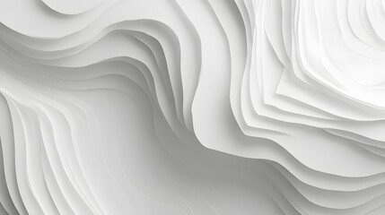 Obraz premium Overlapping layers of smooth, white, undulating planes create abstract topography