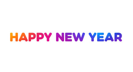 Happy new year colorful text isolated on transparent background