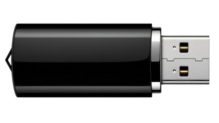 Black usb flash drive close up on a black background for data storage