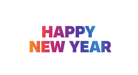 Fototapeta premium Colorful happy new year text isolated on transparent background