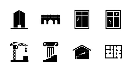 Essential building and construction silhouettes for architectural design projects