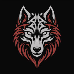 Tribal Wolf Head Vector Illustration