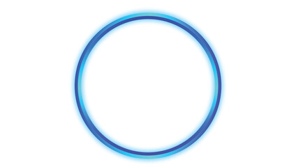 Vibrant Neon Blue Glowing Circle or Ring Frame, Abstract Energy Technology Border Element on Transparent PNG