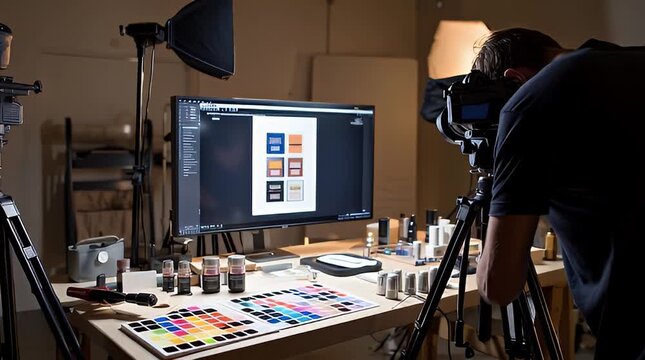 Professional Product Photography Studio Setup with Camera and Lighting.
