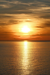 Dramatic Golden Sunset over the Black Sea. Beautiful sunset over the sea. 