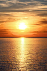 Dramatic Golden Sunset over the Black Sea. Beautiful sunset over the sea. 