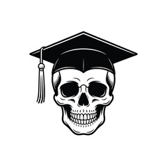 Skull wearing graduation cap tassel academic symbol