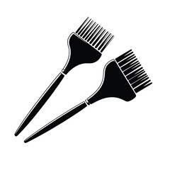 Two black hair dye brushes isolated on white background