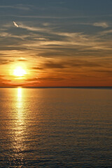 Dramatic Golden Sunset over the Black Sea. Beautiful sunset over the sea. 