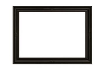 Ornate dark wood picture frame with an empty center, creating a classic decorative border on transparent background