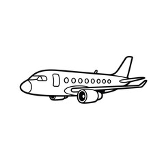 Simple hand drawn airplane illustration flying in the sky