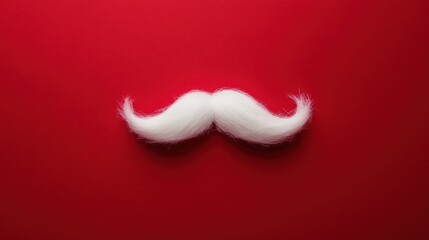 A playful mustache made of sparkling white sugar granules, set against a vibrant red background, symbolizing sweetness, celebration, fun