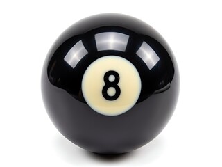 Elegant black 8 ball glistening under bright lights ready for a thrilling game of billiards or pool