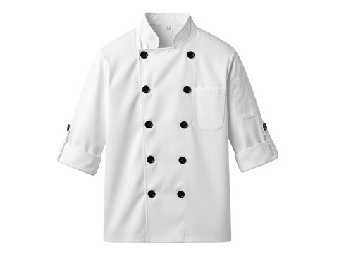 Crisp chef coat ready for culinary masterpieces Professional chef apparel symbolizes culinary excellence