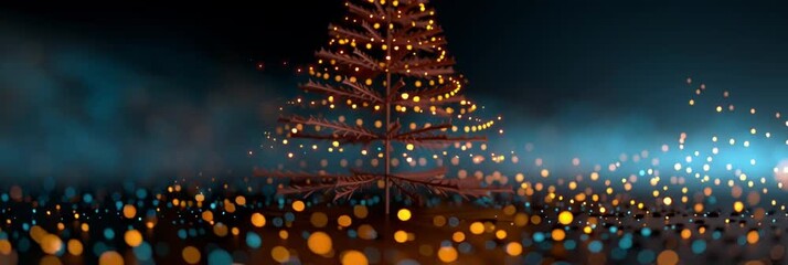 Christmas trees with lights, stars, and garlands on dark backgrounds, ideal for social media, digital ads, backgrounds, and modern festive designs