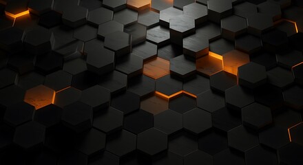 Dark Hexagonal Tile Pattern with Highlighted Sections Modern Design Background