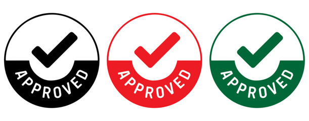 approved badge set , approved icon set, approved stamp set