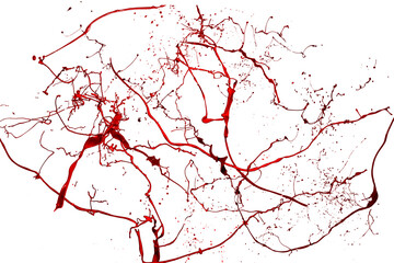 Red paint splash isolated on a white background.
