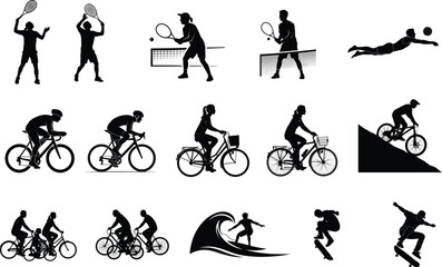 Obraz premium Silhouette collection of various sports activities