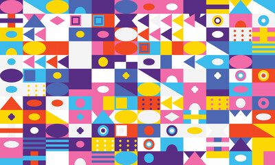 Geometric abstract pattern with colorful shapes and blocks vector 1